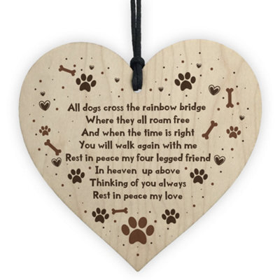 Red Ocean Handmade Pet Memorial Plaque For Dog Wooden Heart Memorial Bauble Animal Sign Keepsake - image 1