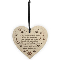 Red Ocean Handmade Pet Memorial Plaque For Dog Wooden Heart Memorial Bauble Animal Sign Keepsake - thumbnail 5