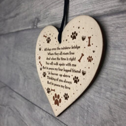 Red Ocean Handmade Pet Memorial Plaque For Dog Wooden Heart Memorial Bauble Animal Sign Keepsake - thumbnail 7