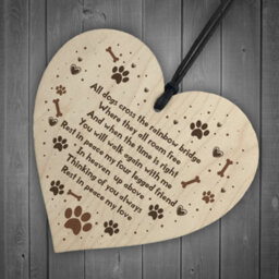 Red Ocean Handmade Pet Memorial Plaque For Dog Wooden Heart Memorial Bauble Animal Sign Keepsake - thumbnail 6
