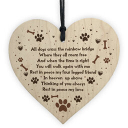 Red Ocean Handmade Pet Memorial Plaque For Dog Wooden Heart Memorial Bauble Animal Sign Keepsake