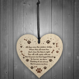 Red Ocean Handmade Pet Memorial Plaque For Dog Wooden Heart Memorial Bauble Animal Sign Keepsake - thumbnail 2