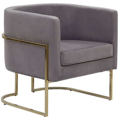 Beliani Glam Armchair Sirkka Velvet Grey - image 1