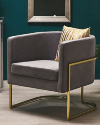 Beliani Glam Armchair Sirkka Velvet Grey - thumbnail 2