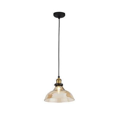Pagazzi Lighting Pagazzi Melina Antique Brass & Amber Glass Ceiling Pendant - image 1