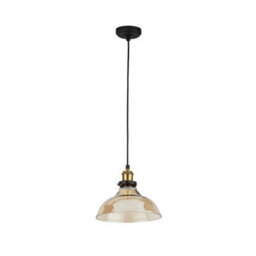 Pagazzi Lighting Pagazzi Melina Antique Brass & Amber Glass Ceiling Pendant - thumbnail 3