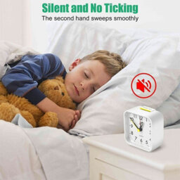 Quartz Alarm Clock With Night Light No Tick Snooze Silent Bedside Clock Hot Pink - thumbnail 6