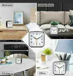 Quartz Alarm Clock With Night Light No Tick Snooze Silent Bedside Clock Hot Pink - thumbnail 2