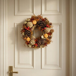 Garden Greatness Autumnal Pumpkin Pinecones Door Wreath - thumbnail 1