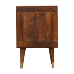 Wyld Haus Merano Mango Wood Bedside - 2-Drawer Chestnut Finish With Brass Accents - thumbnail 9