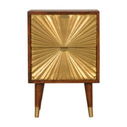 Wyld Haus Merano Mango Wood Bedside - 2-Drawer Chestnut Finish With Brass Accents - thumbnail 2