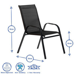 Harbour Housewares Texteline Canvas Garden Chairs - Black - Pack Of 2 - thumbnail 3