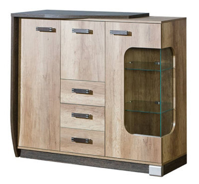 Arte Romero R7 Display Cabinet Left - Modern Storage In Oak Canyon, H1140mm W1300mm D320mm - image 1