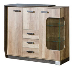 Arte Romero R7 Display Cabinet Left - Modern Storage In Oak Canyon, H1140mm W1300mm D320mm - thumbnail 1
