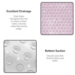 Showerdrape Medina Anti Slip Pink Pvc Bath Mat 69Cm X 36Cm - 2 Set - thumbnail 2