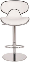 Lamboro Carcaso Deluxe Single Kitchen Bar Stool, Chrome Footrest, Height Adjustable Swivel Gas Lift, Breakfast Bar & Home Barstool, White - thumbnail 3