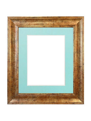 Frames By Post Scandi Gold Frame With Blue Mount For Image Size 15 X 10 Inch - image 1