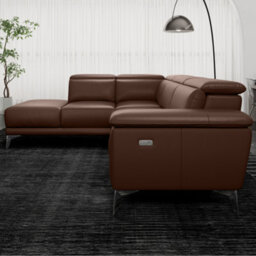 Valencia Pista Modern Top Grain Leather Reclining Sectional Left Hand Facing Chaise Sofa Chocolate Color - thumbnail 7