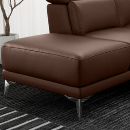 Valencia Pista Modern Top Grain Leather Reclining Sectional Left Hand Facing Chaise Sofa Chocolate Color - thumbnail 6