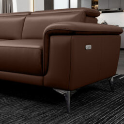 Valencia Pista Modern Top Grain Leather Reclining Sectional Left Hand Facing Chaise Sofa Chocolate Color - thumbnail 5