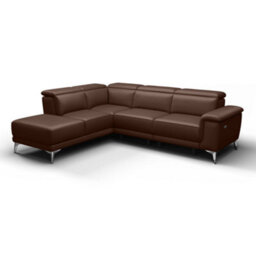 Valencia Pista Modern Top Grain Leather Reclining Sectional Left Hand Facing Chaise Sofa Chocolate Color - thumbnail 1