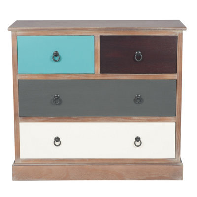 Pacific Lifestyle Blue Multicoloured Wood 4 Drawer Unit - image 1