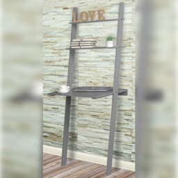 Urbn-Living Urbnliving Height 156Cm Ladder Desk 2 Shelf Grey Wooden Computer Table - thumbnail 2