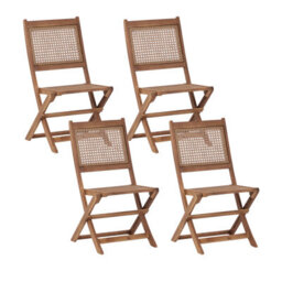 Beliani Set Of 4 Garden Chairs Paraggi Certified Acacia Wood Dark Brown - thumbnail 1