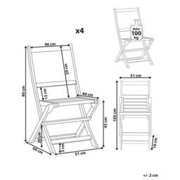 Beliani Set Of 4 Garden Chairs Paraggi Certified Acacia Wood Dark Brown - thumbnail 3