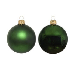 Decoris 12 Green Glass Baubles Christmas Tree Decorations Dark Pine Green 5Cm - thumbnail 4