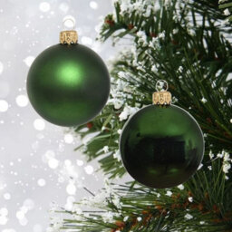 Decoris 12 Green Glass Baubles Christmas Tree Decorations Dark Pine Green 5Cm