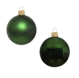 Decoris 12 Green Glass Baubles Christmas Tree Decorations Dark Pine Green 5Cm - thumbnail 3