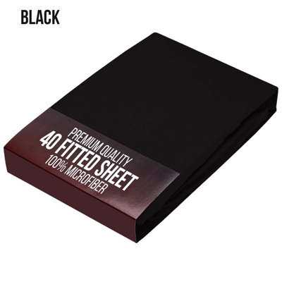 Bedlooms King Fitted Sheet 40Cm Extra Deep - Soft Microfiber Deep Pocket Elasticated Bed Fitted Sheets Black, 152X200 Cm - image 1