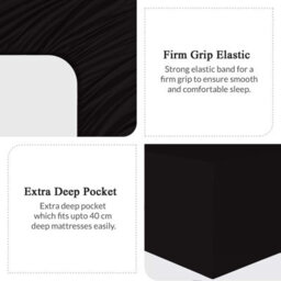 Bedlooms King Fitted Sheet 40Cm Extra Deep - Soft Microfiber Deep Pocket Elasticated Bed Fitted Sheets Black, 152X200 Cm - thumbnail 5