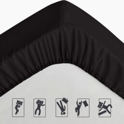 Bedlooms King Fitted Sheet 40Cm Extra Deep - Soft Microfiber Deep Pocket Elasticated Bed Fitted Sheets Black, 152X200 Cm - thumbnail 8