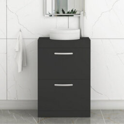 Royal Bathrooms Turin 800mm Freestanding Bathroom Vanity Unit With Sink 2 Drawer Matt Black & Round Countertop Basin - thumbnail 1