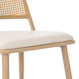Abrihome Set Of 2 Beige Retro Dining Chairs, Pu Seat & Woven Rattan Backrest With Bamboo Frame, For Kitchen, Cafe Or Living Room - thumbnail 3