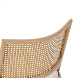Abrihome Set Of 2 Beige Retro Dining Chairs, Pu Seat & Woven Rattan Backrest With Bamboo Frame, For Kitchen, Cafe Or Living Room - thumbnail 4