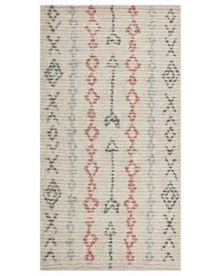 Wyld And Coco Beige Cotton Rug 80 X 150 Cm - Hand-Tufted Low Pile Geometric Design For Living Room And Bedroom - image 1