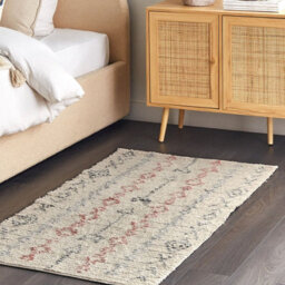 Wyld And Coco Beige Cotton Rug 80 X 150 Cm - Hand-Tufted Low Pile Geometric Design For Living Room And Bedroom - thumbnail 2