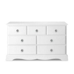 Statement Furniture Romance True White 3 Over 4 Chest Of Drawers With Crystal Handles - thumbnail 1