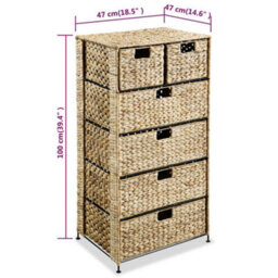 Vidaxl Storage Unit With 6 Baskets 47X37X100 Cm Water Hyacinth - thumbnail 7
