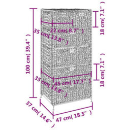 Vidaxl Storage Unit With 6 Baskets 47X37X100 Cm Water Hyacinth - thumbnail 3