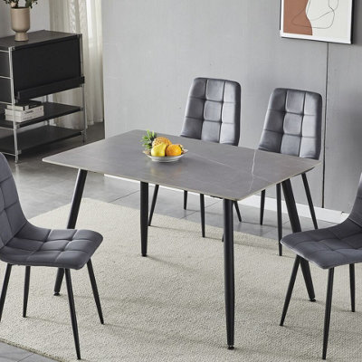Urbn-Living Urbnliving 120Cm Width Armani Grey Modern 4 Seater Ceramic Square Shape Top Kitchen & Dining Room Table - image 1