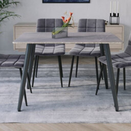 Urbn-Living Urbnliving 120Cm Width Armani Grey Modern 4 Seater Ceramic Square Shape Top Kitchen & Dining Room Table - thumbnail 4