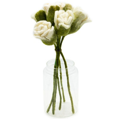 Serenityy Felt Flowers - Pack Of 6 Handcrafted White Felt Roses For Wedding And Home Decor, Lightweight Artificial Rose Set - image 1