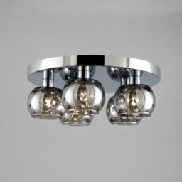 Litecraft Seren Chrome 5 Lamp Modern Bathroom Flush Ceiling Light With Smoke Glass Shade - thumbnail 3