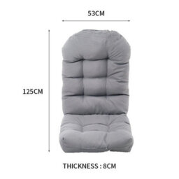 Garden Chair Cushion Seat Pad Outdoor Lounger High Back Tie On Chair Cushions Light Grey 125Cm - thumbnail 2
