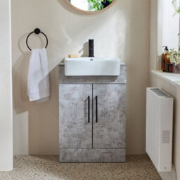 Homestylestore 550mm Concrete Grey Floorstanding Bathroom Vanity Unit And Black T Bar Handle - thumbnail 1