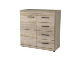 Arte Oak Sonoma Link Highboard Cabinet - Elegant Storage With Four Drawers H870mm W800mm D420mm - thumbnail 1